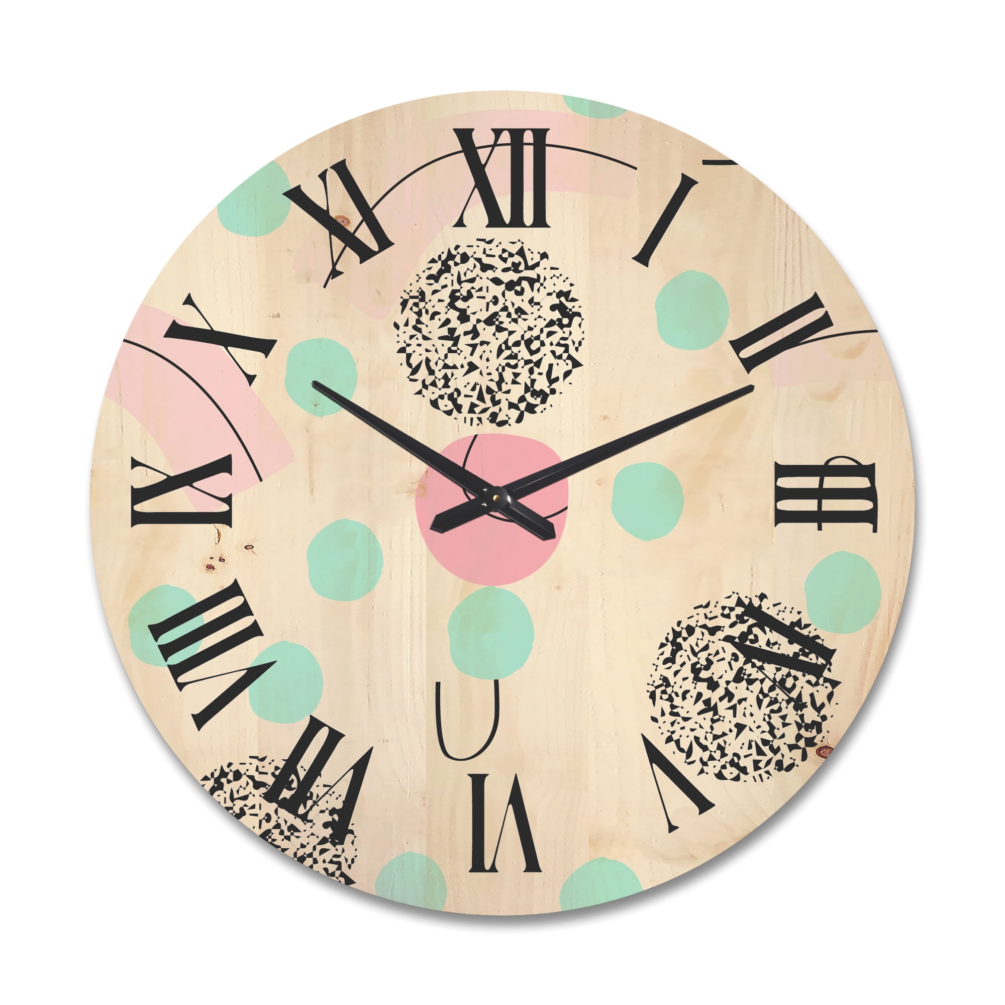 Designart 'Elements and Organic In Pastel Tones' Modern Wood Wall Clock