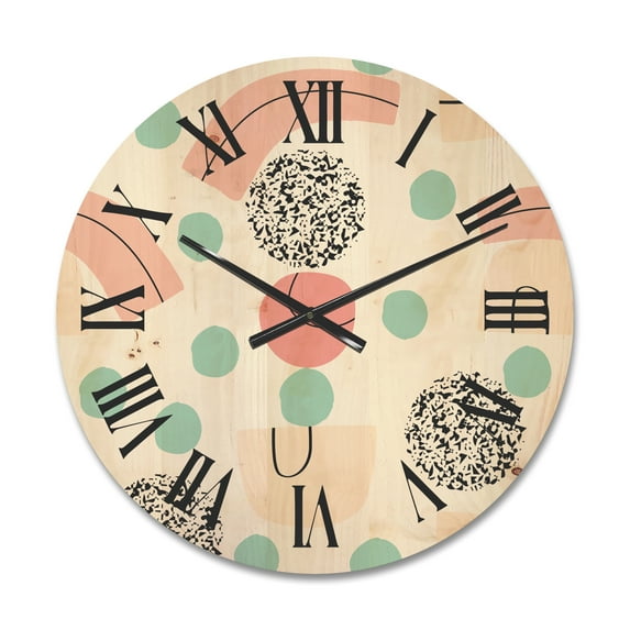 Designart 'Elements and Organic In Pastel Tones' Modern Wood Wall Clock