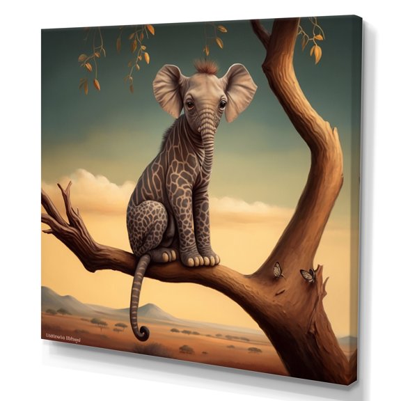 Designart Elephant On Tree II Canvas Wall Art