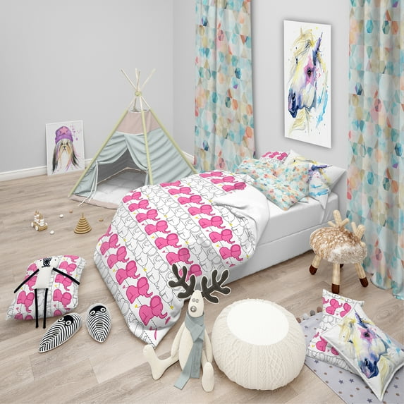Designart 'Elephant Pattern' Tropical kids Duvet Cover Set