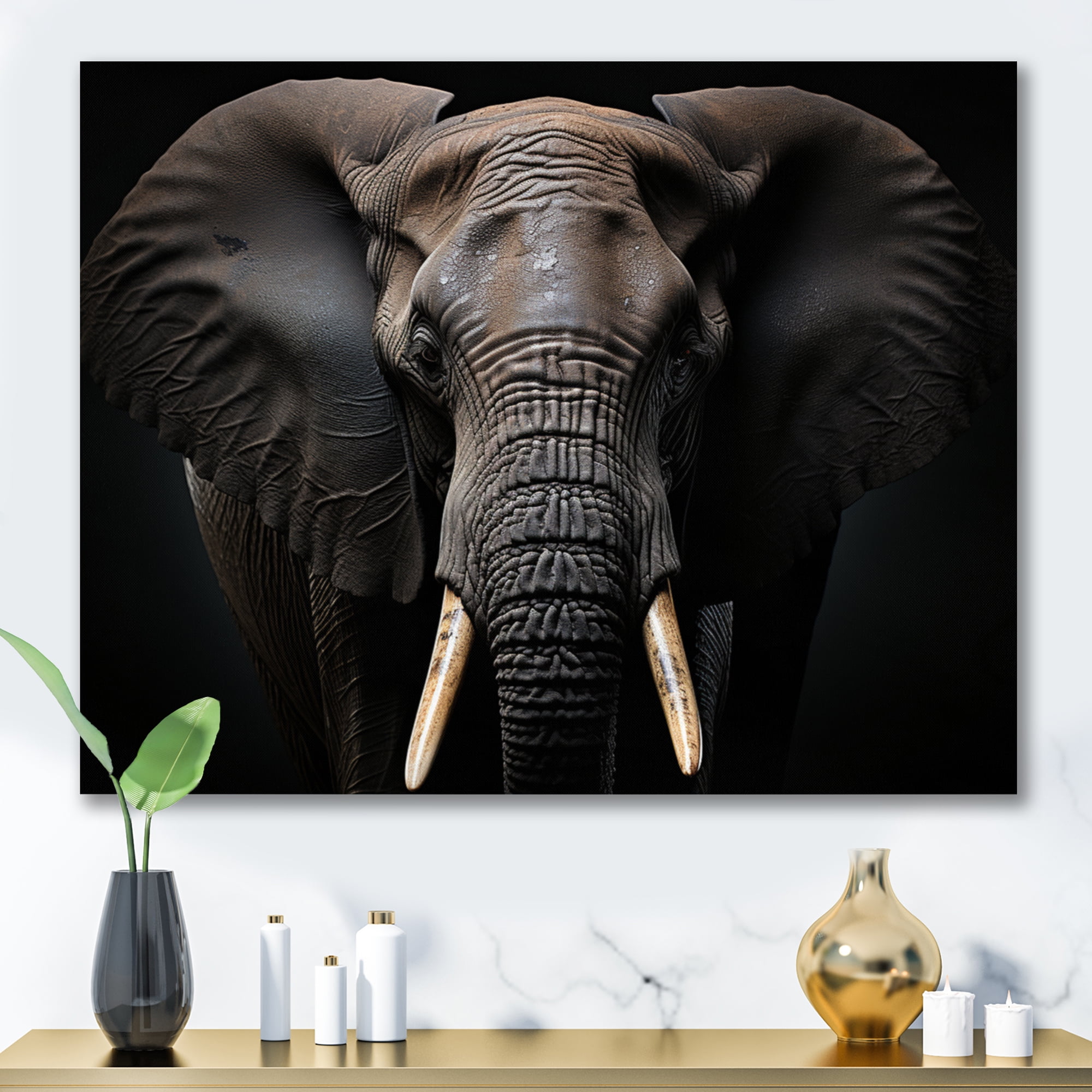 Designart "Elephant Silent I" Animals Wall Art Living Room