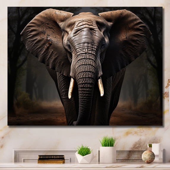Designart "Elephant euphony In Monochrome I" Animals Canvas Wall Art