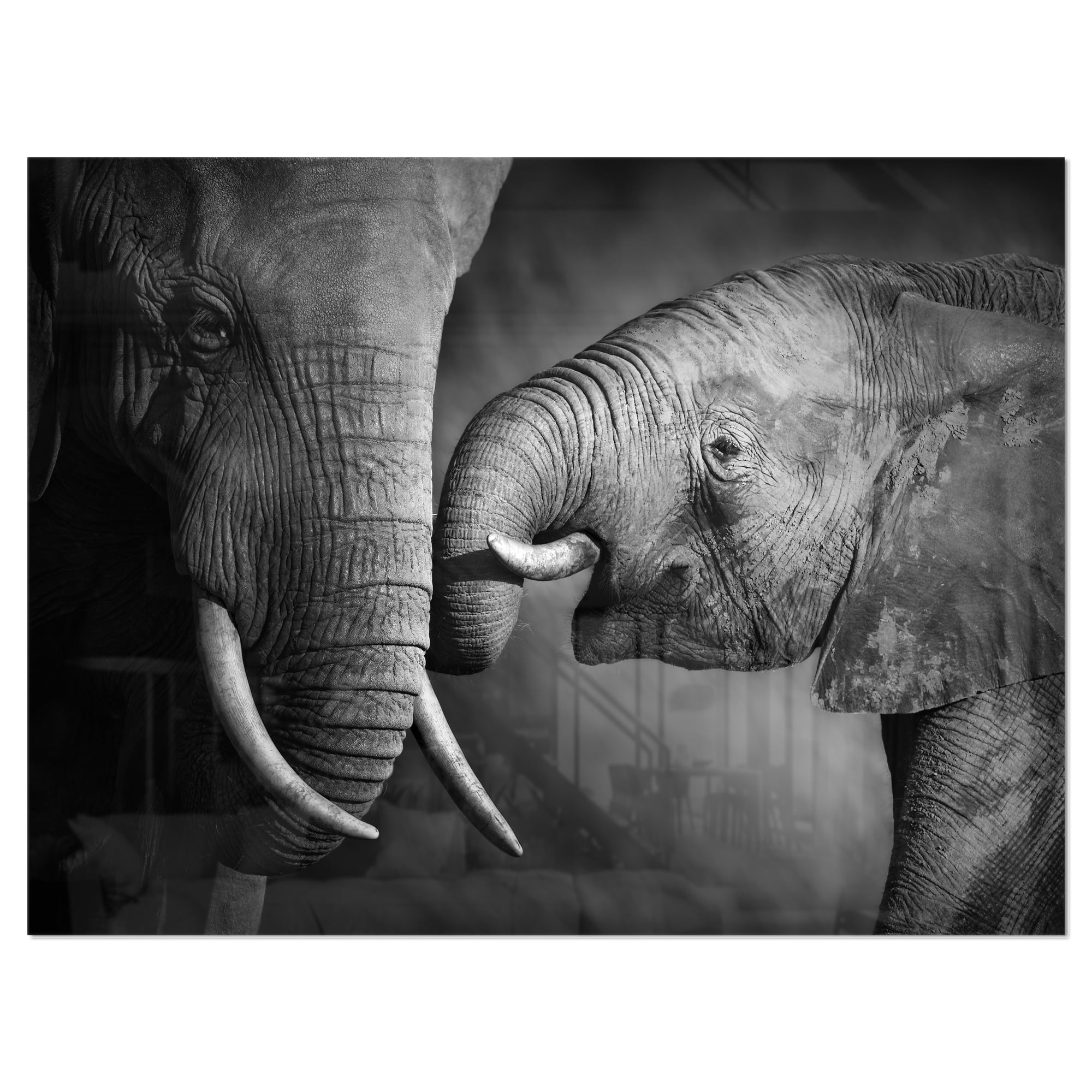Designart 'Elephants Showing Affection ' Abstract Metal Wall Art