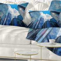 Designart Elevated Business Buildings - Cityscape Throw Pillow - 12x20