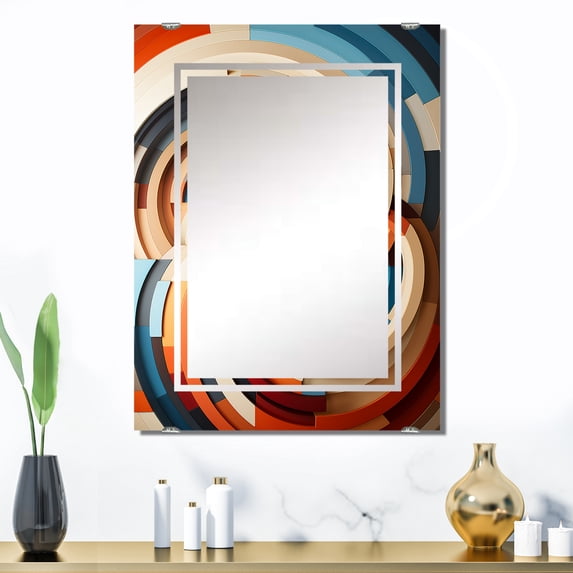 Designart "Ellipse Geometric Frequency Echoing Elegance II" Abstract Geometric Oversized Wall Mirror - Modern Abstract Entryway Big Wall Mirror - Multiple Color Options