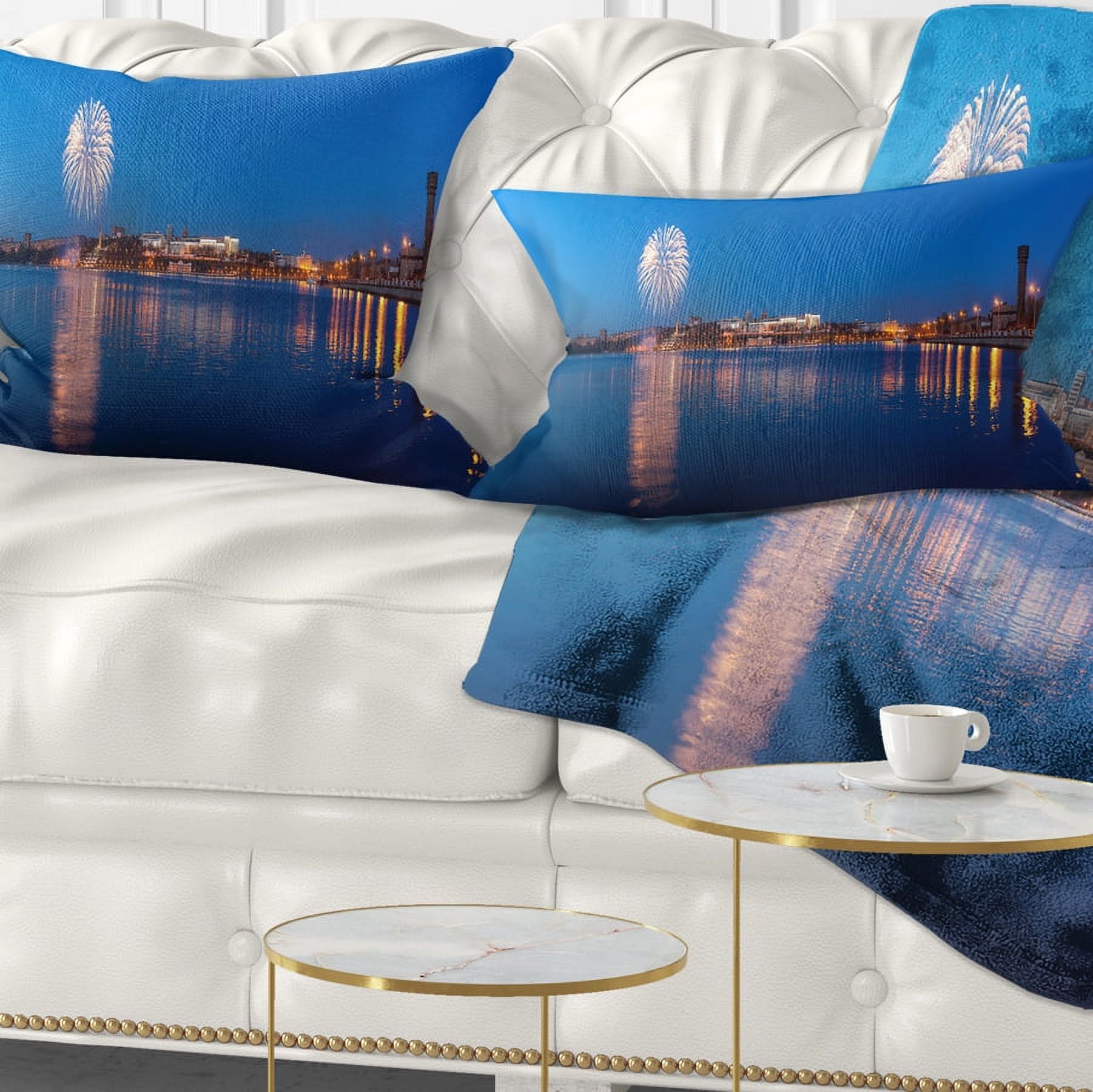 Designart Embankment of City Panorama - Cityscape Throw Pillow - 12x20