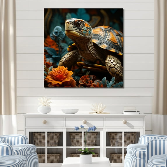 Designart "Emblematic Turtle Insight" Animals Turtle Canvas Wall Art