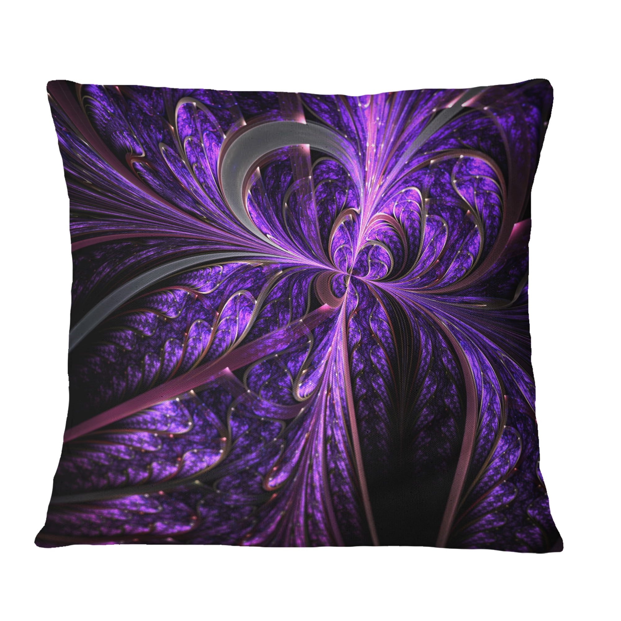 Designart Embossed Dark Purple Floral Shapes - Floral Throw Pillow - 16x16