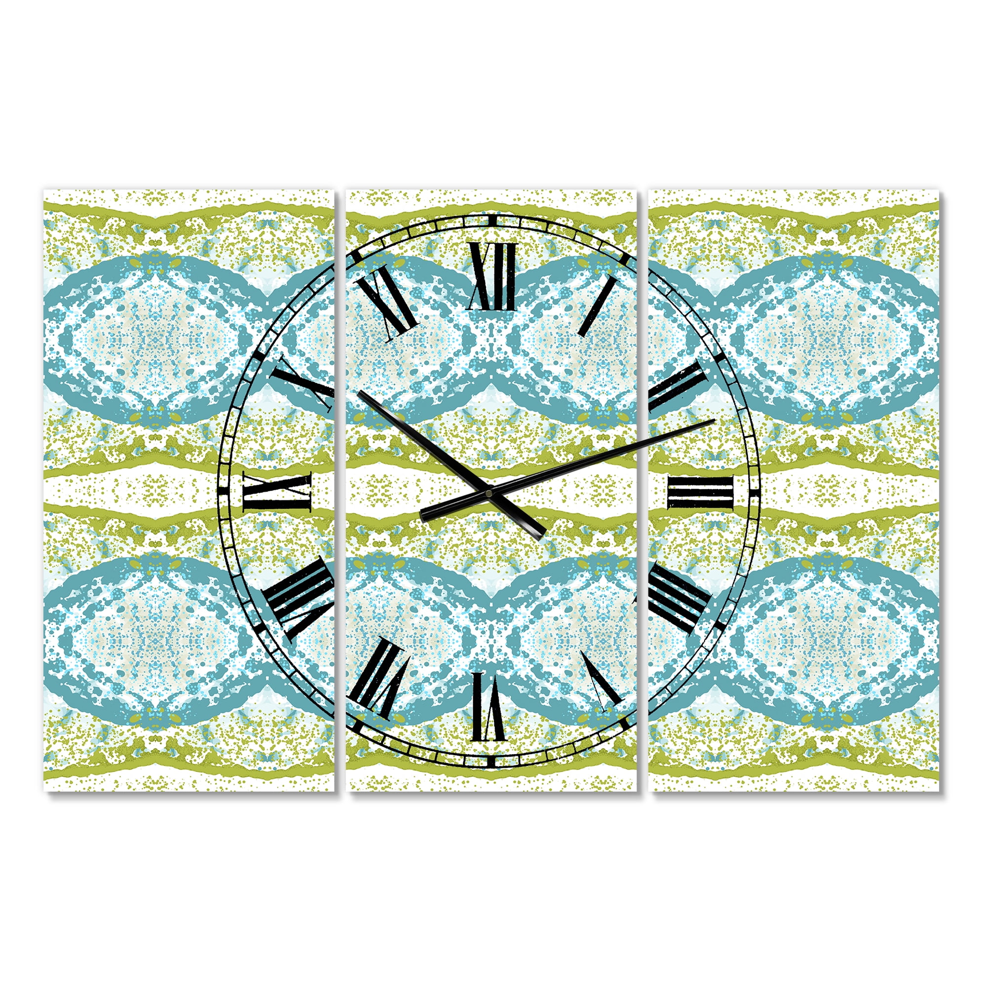 Designart 'Embossed Teal Pattern IV' Large Mid-Century Wall Clock
