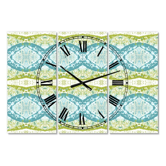 Designart 'Embossed Teal Pattern IV' Large Mid-Century Wall Clock
