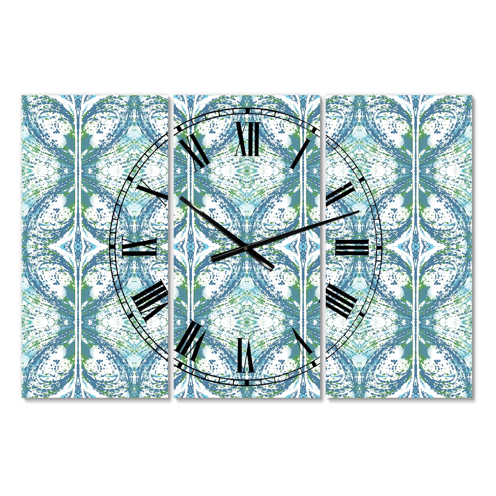 Designart 'Embossed Teal Pattern V' Large Mid-Century Wall Clock