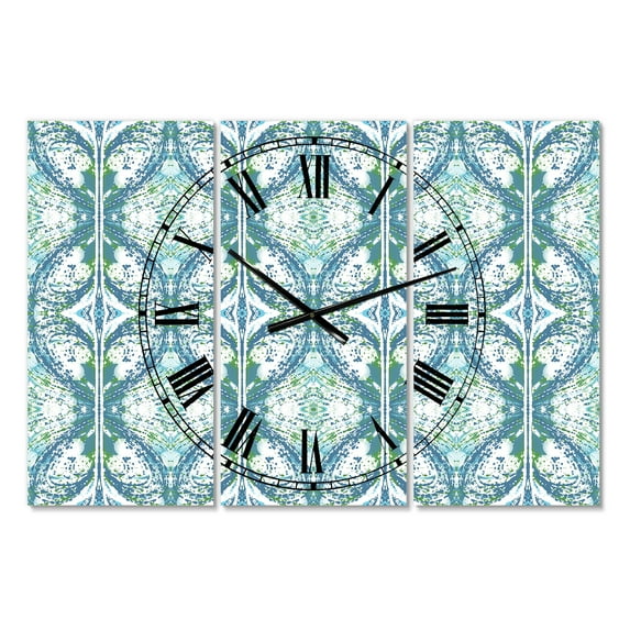 Designart 'Embossed Teal Pattern V' Large Mid-Century Wall Clock