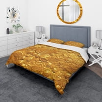 Designart 'Embossed golden flowers' Floral Duvet Cover Set