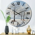 thumbnail image 1 of Designart "Embrace of Winter in the Forest Landscape I" Landscapes Oversized Wall Clock, 1 of 5