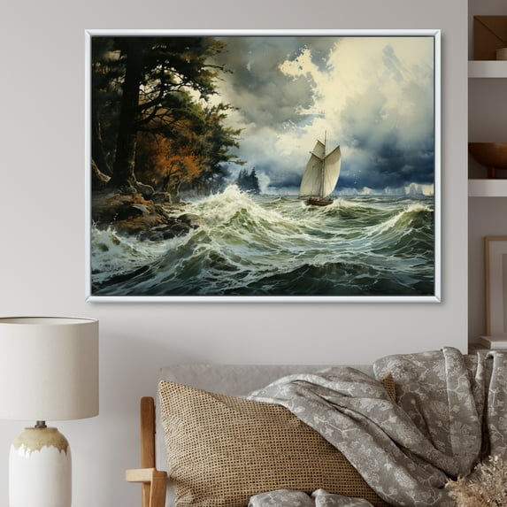 Designart "Embracing Calmness Before the Storm" Nautical & Beach Floater Framed Canvas Art Print