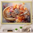 thumbnail image 1 of Designart "Embracing Harmony Tubas' Golden Arc I" Entertainment Framed Wall Art Decor - Vintage Orange Music Hallway Framed Wall Art Decor, 1 of 6