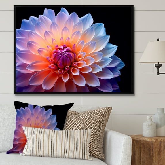 Designart "Embracing The Efflorescence Of Pink Dahlias" Dahlia Floater Framed Wall Decor