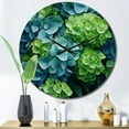 thumbnail image 1 of Designart "Emerald Blooms Green Blue Hydrangea" Floral Oversized Wall Clock, 1 of 5