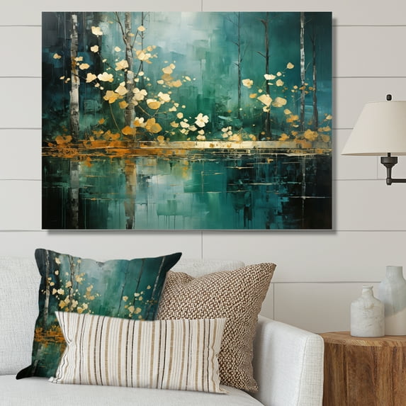 Designart "Emerald Canopy Bold Forest art painting II" Landscapes Wall Decor