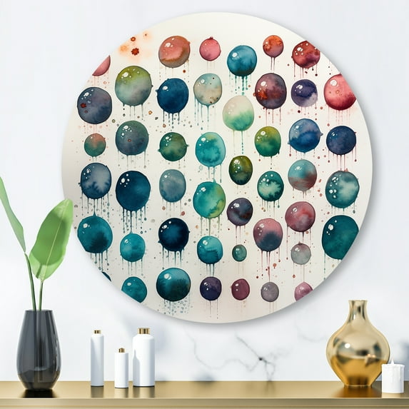 Designart "Emerald Depths Exploration. I" Minimalism Metal Round Wall Art