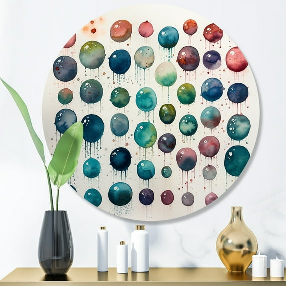 Designart "Emerald Depths Exploration. I" Minimalism Metal Round Wall Art
