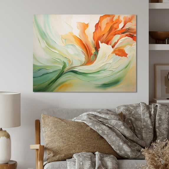 Designart "Emerald Drifting Blooms" Abstract Botanicals Metal Wall Art