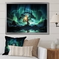 thumbnail image 1 of Designart "Emerald Glow Tree in Northern Lights I" Landscapes Framed Wall Art Decor - Country Green Tree Entryway Framed Wall Art, 1 of 6