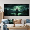 thumbnail image 1 of Designart "Emerald Glow Tree in Northern Lights II" Extra Large Landscapes Framed Wall Art - Country Green Tree Hallway Framed Wall Art Decor, 1 of 7