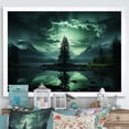 thumbnail image 1 of Designart "Emerald Glow Tree in Northern Lights II" Landscapes Framed Wall Art Decor - Country Green Tree Bedroom Framed Canvas Wall Art, 1 of 6