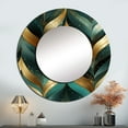 thumbnail image 1 of Designart "Emerald Gold Chevron Illusion" Abstract Round Mirror Wall Decor Glam - Large Gold Round Bathroom Mirror - Round Mirror - 23" x 23", 1 of 6