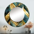 thumbnail image 1 of Designart "Emerald Gold Chevron Illusion I" Chevron Rund Mirror For Wall Decor - Large Gold Round Printed Mirror -Glam Round Living Room Mirror - 23" x 23", 1 of 6