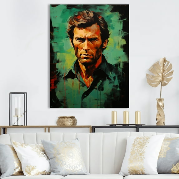 Designart "Emerald Portrait Of Eastwood" Pop Art Wall Art Prints