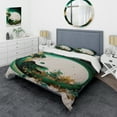 thumbnail image 1 of Designart "Emerald and Gold Wave Abstraction II" Modern Bedding Covert Set - Abstract Spirals Green Abstract Bed Set With 1 Sham, 1 of 1