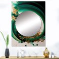 thumbnail image 1 of Designart "Emerald and Gold Wave Abstraction II" Modern Mirror Wall Decor - Modern Green Abstract Large Mirror For Wall Art Decor - 40" x 30" Inch, 1 of 5