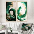 thumbnail image 1 of Designart "Emerald and Gold Wave Abstraction IV" Abstract Spirals Framed Wall Art Set Of 2 - Green Abstract Framed Wall Art Set Of 2, 1 of 7