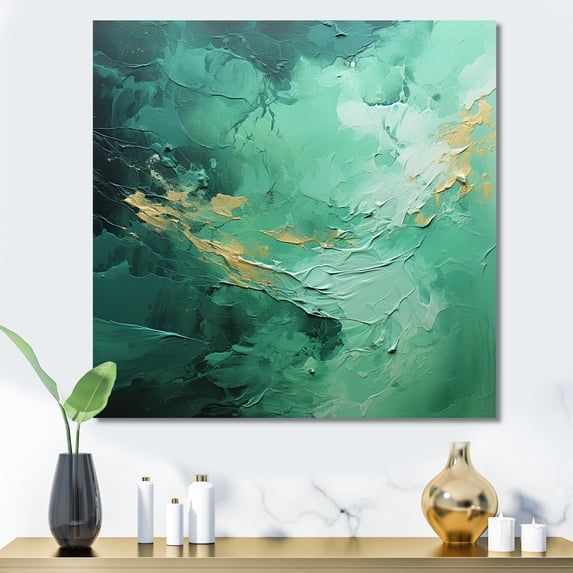 Designart "Emerald happiness I" Abstract Landscape Wall Art Print