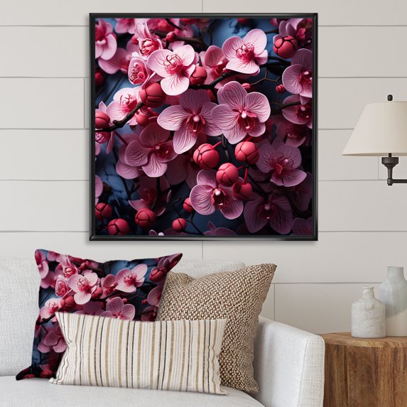 Designart "Emergence Of Soft Coral Orchids' Beauty" Orchids Floater Framed Wall Art Prints