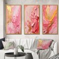 thumbnail image 1 of Designart "Emerging Energies in Pink and Gold III" Abstract Framed Wall Art Set Of 3 - Pink Abstract Frame Canvas Set For Living Room Decor, 1 of 7