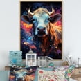 thumbnail image 1 of Designart "Enchanted Fantasy Cow In Otherworldly Lands II" Animals Cow Floater Framed Canvas Art Print, 1 of 5
