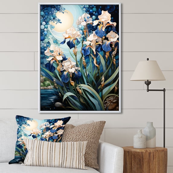 Designart "Enchanted Garden Of Irises" Irises Floater Framed Canvas Art Print