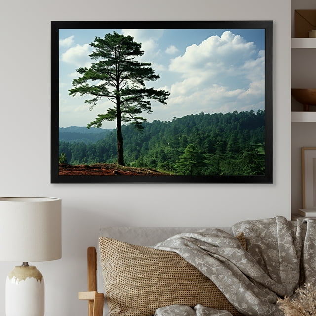 Designart "Enchanted Green Tree Amidst Woodland" Landscapes Framed Wall