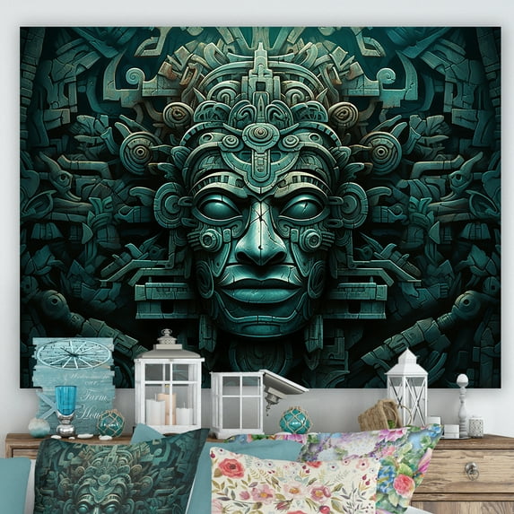 Designart "Enchanted Mayan Mask" Mexican Art Canvas Art Print