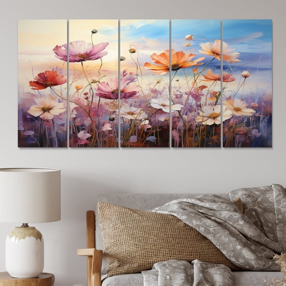 Designart "Enchanted Meadow Wildflowers" Floral Metal Wall Decor Set