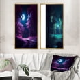 thumbnail image 1 of Designart "Enchanted Midnight Full Moon's Grace in the Forest VI" Forest Framed Wall Art Set Of 2 - Traditional Blue Framed Wall Art Set Of 2, 1 of 6