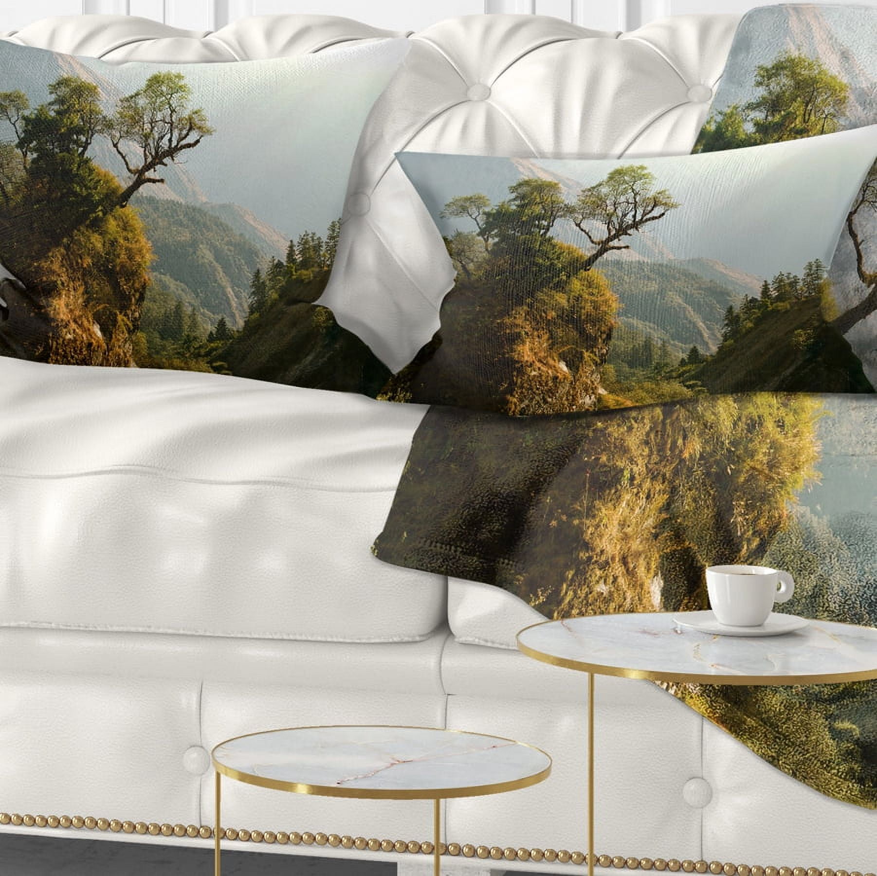 Designart Enchanted Nepal Mountains - Landscape Photography Throw Pillow - 12x20