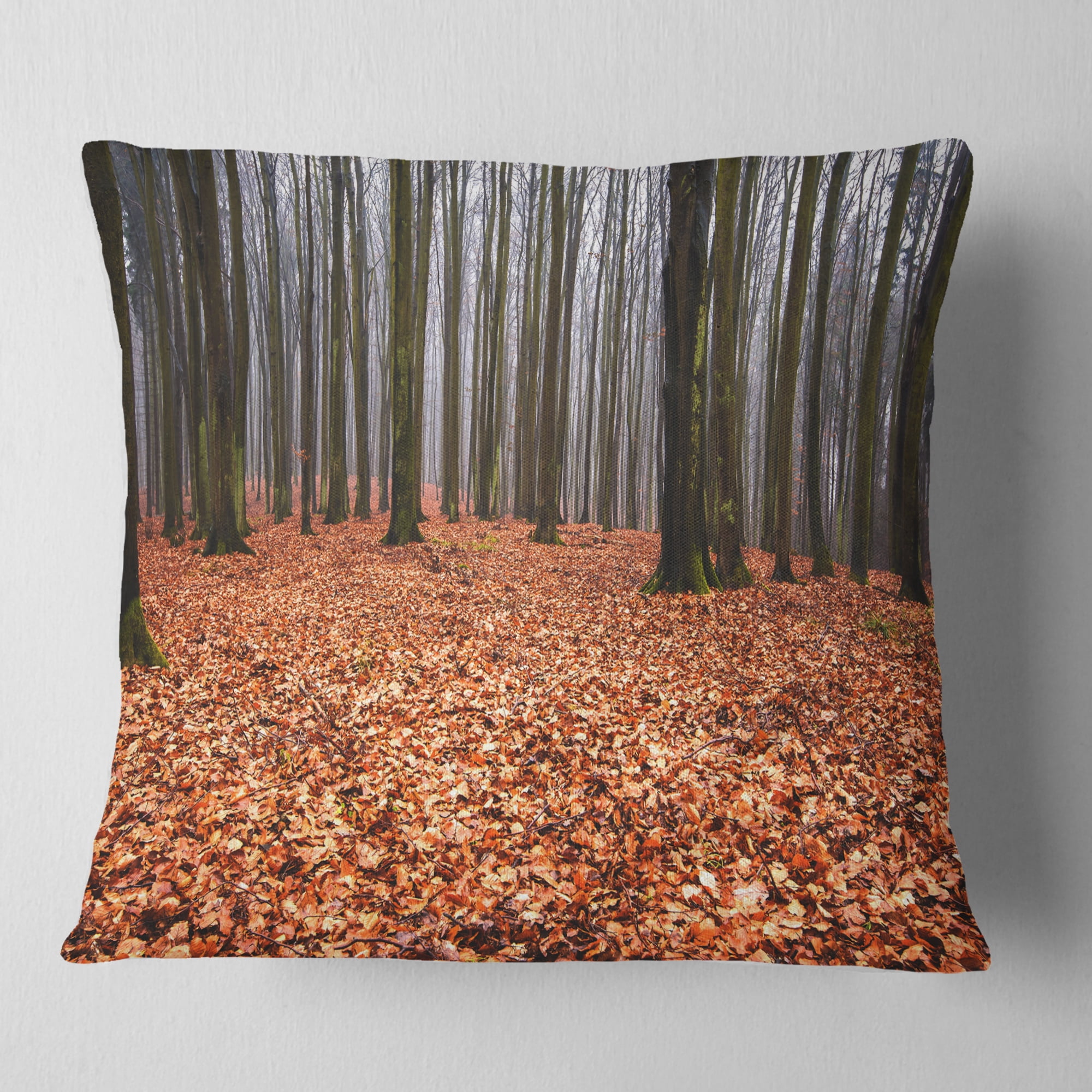 Designart Enchanted and Magical Fall Forest - Modern Forest Throw Pillow - 16x16