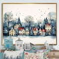 thumbnail image 1 of Designart "Enchanting Christmas Village I" Landscapes Framed Wall Art - Traditional Blue Winter Landscape Hallway Framed Wall Art Decor, 1 of 6