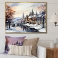 thumbnail image 1 of Designart "Enchanting Christmas Village in Winter I" Landscapes Framed Wall Art - Traditional White Winter Landscape Hallway Framed Wall Art Decor, 1 of 6