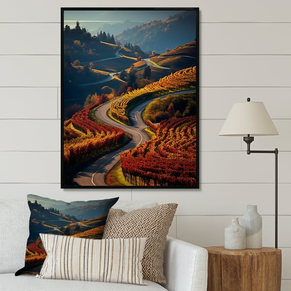 Designart "Enchanting Moments in the Vineyard I" Landscape & Nature Floater Framed Canvas Print