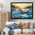 thumbnail image 1 of Designart "Enchanting Mosaic Depicting Beavers" Animals Framed Wall Art Decor - Modern Blue Beaver Living Room Framed Canvas Art, 1 of 6